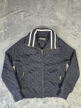 Juicy Couture Embossed Monogram Track Jacket Size Medium Black